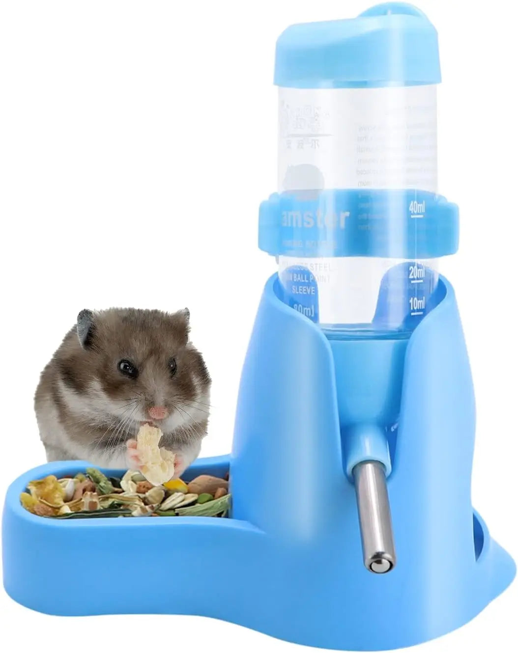 3-in-1 Hamster Trinkflasche mit Basis – 80ml Auto-Dispenser für Hamster, Mäuse, Ratten & Igel