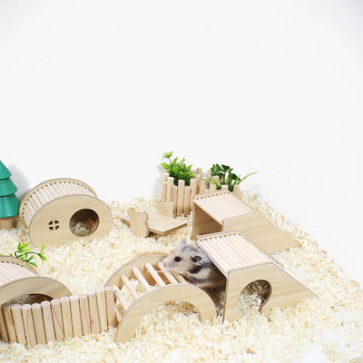 Hamster Kletterleiter & Holzbrücke – S/M/L Größen für Hamster, Meerschweinchen, Ratten & Kleintiere