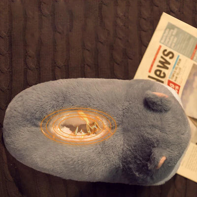 Sad Hamster Plüsch-Hausschuhe – weiche, warme Fell-Slides für Damen, gemütliche Indoor-Schuhe im Tier-Design