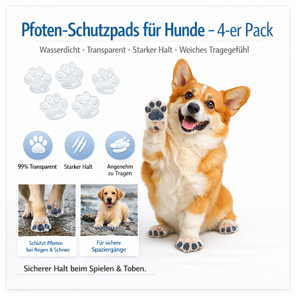 Anti‑Rutsch Pfotengriffe für Hunde – 4‑er Pack | Schutz & Traktion