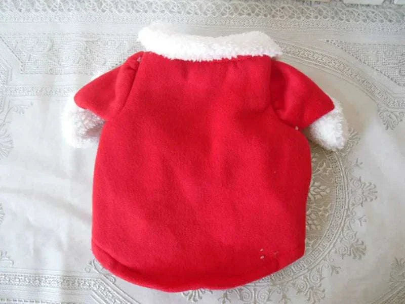 Weihnachtliches rotes Santa-Kostüm aus Fleece für kleine bis mittelgroße Haustiere wie Hunde und Katzen