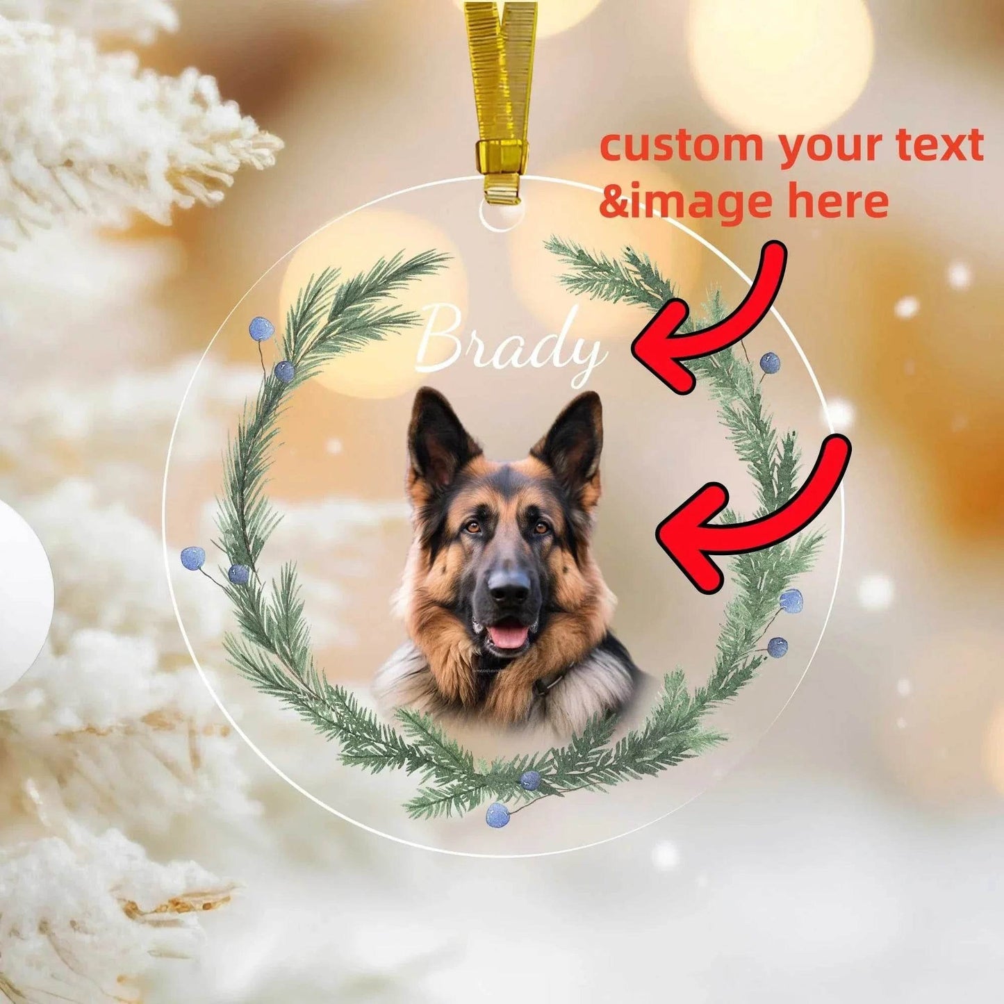 Personalisierter Weihnachtsanhänger mit Haustierfoto - Pawlino