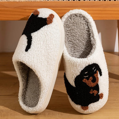Dachshund Hausschuhe für Damen – Winterwarme, leichte Baumwoll-Slippers mit Hundemotiv