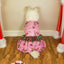 Weihnachtliches Hundekleid mit Schneemann- und Tannenbaum-Motiv in Pink und Grün