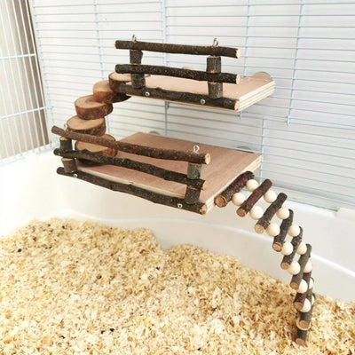 Hamster Activity Platform mit Holzleiter – Kletterspielzeug & Versteck für Hamster, Ratten, Gerbils & Kleintiere
