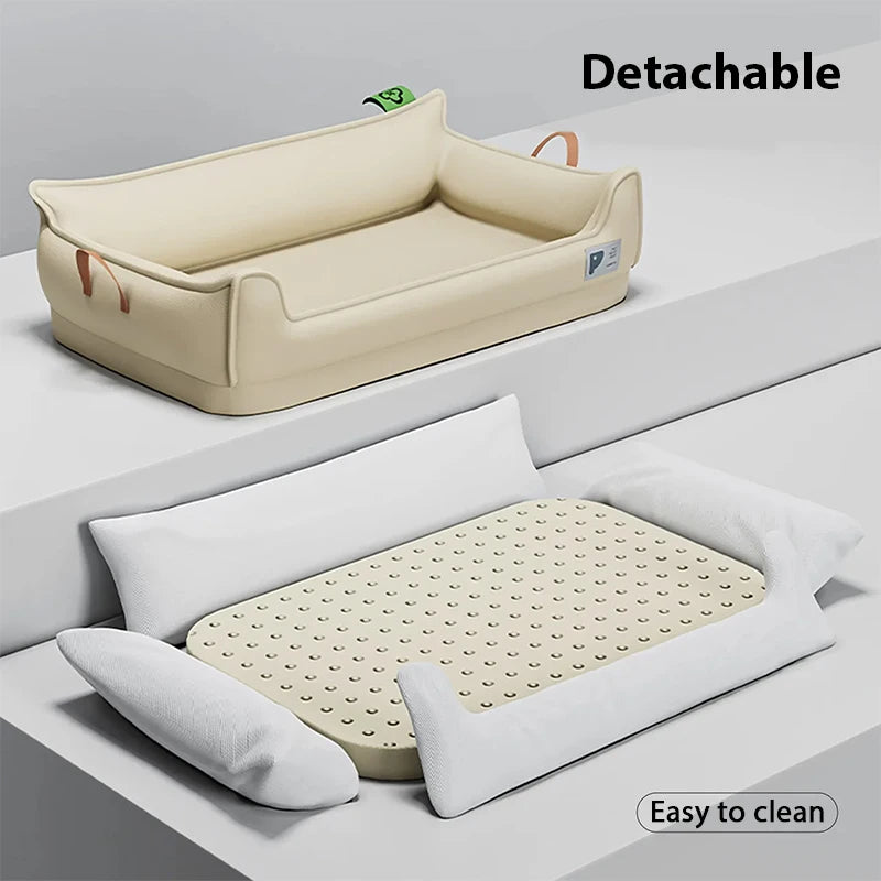 Orthopädisches Hundebett aus Leder – Abnehmbar, rutschfest & waschbar