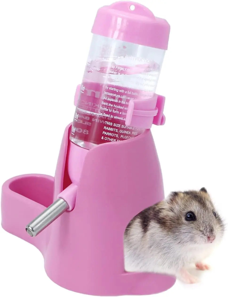 3-in-1 Hamster Trinkflasche mit Basis – 80ml Auto-Dispenser für Hamster, Mäuse, Ratten & Igel