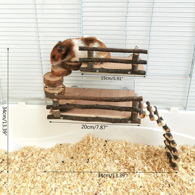 Hamster Activity Platform mit Holzleiter – Kletterspielzeug & Versteck für Hamster, Ratten, Gerbils & Kleintiere