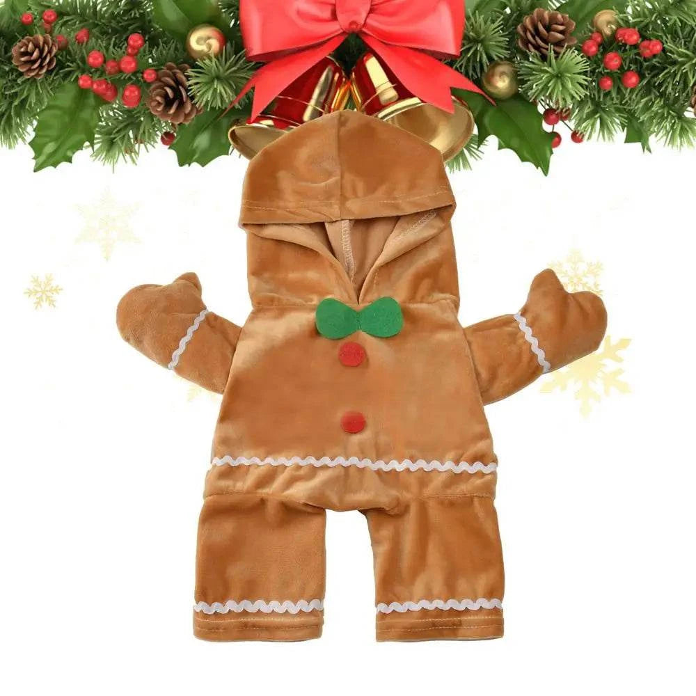 Weihnachtliches Haustierkostüm Lebkuchenmann warmes weiches Hunde Hoodie Pet Clothes Christmas
