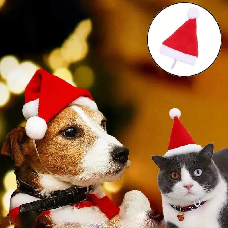 Weihnachtsmütze für Haustiere in Santa-Design, rot und kuschelig für Hunde und Katzen