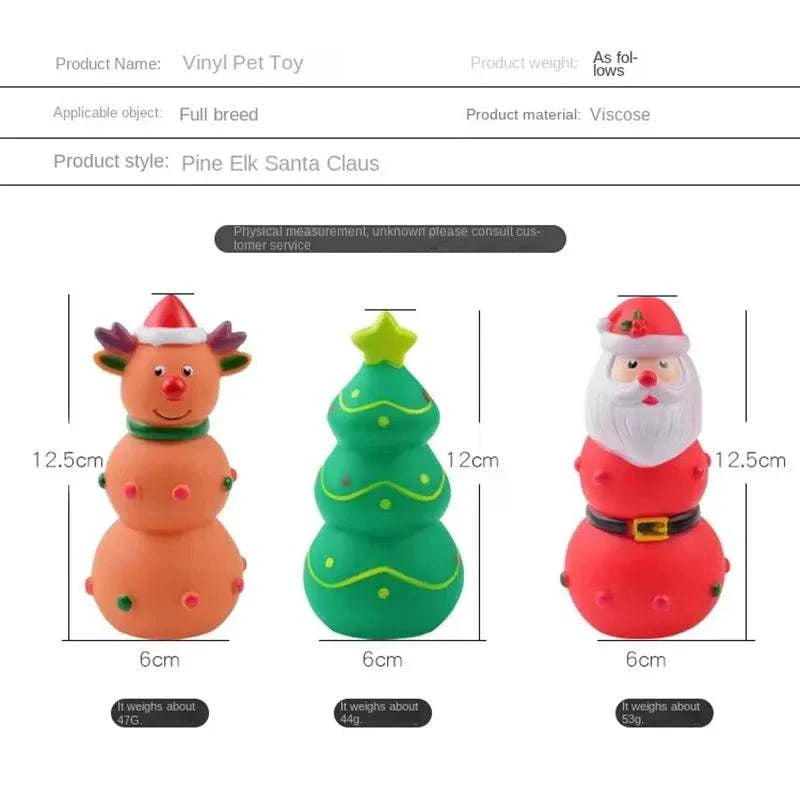 Weihnachts-Kauspielzeug für Hunde und Katzen mit Santa-, Baum- und Rentier-Design aus robustem, quietschendem Latex