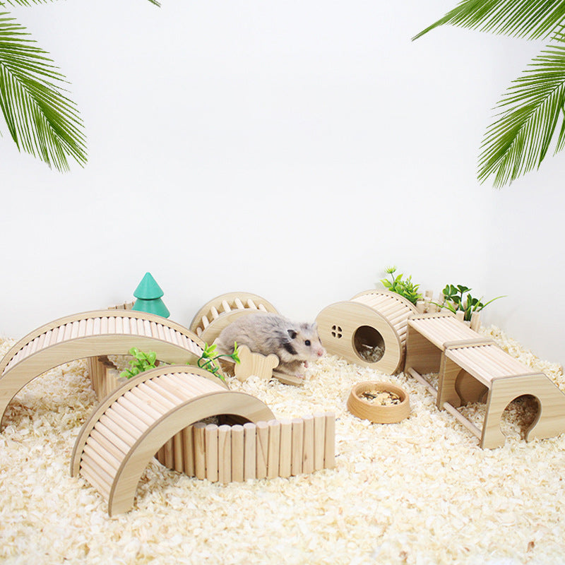 Hamster Kletterleiter & Holzbrücke – S/M/L Größen für Hamster, Meerschweinchen, Ratten & Kleintiere
