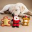 Weihnachtliches Kauspielzeug für Hunde mit Plüsch-Santa, Rentier und Lebkuchenmann, interaktives Quietschspielzeug zur Zahnreinigung.