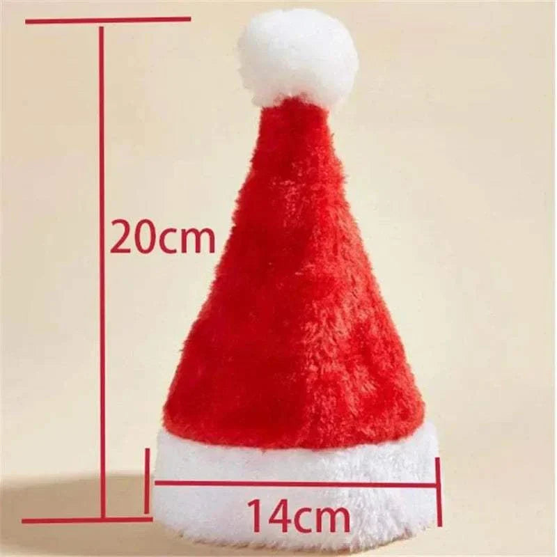 Roter Weihnachtsmütze für Haustiere aus weichem Flanell mit weißem Bommel, Maße 14x20 cm