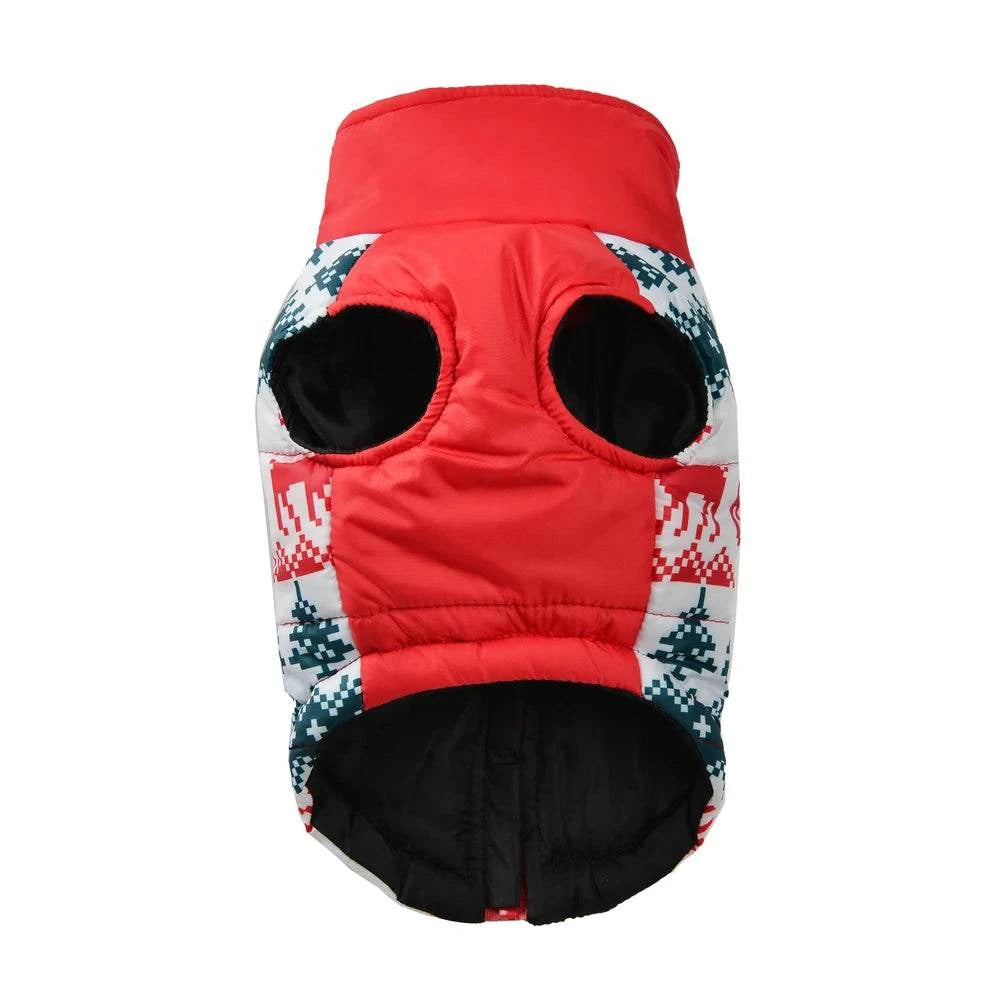 Weihnachtlicher Hundemantel mit Rentier-Print, wasserdicht und warm, mit praktischem D-Ring für kleine und mittelgroße Hunde