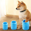 Blue pet foot washing cups with soft silicone bristles cleaning dog paw