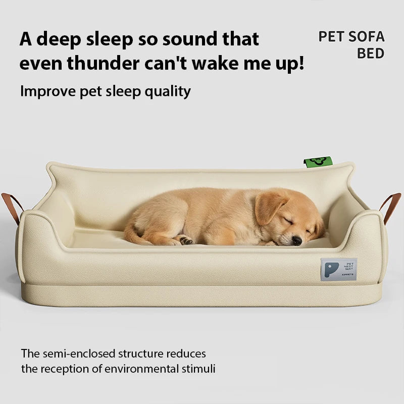 Orthopädisches Hundebett aus Leder – Abnehmbar, rutschfest & waschbar