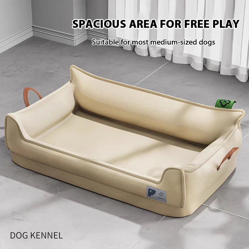 Orthopädisches Hundebett aus Leder – Abnehmbar, rutschfest & waschbar