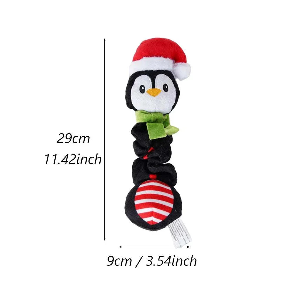 Weihnachtliches Quietschspielzeug aus weichem Plüsch in Pinguinform für kleine und mittelgroße Hunde