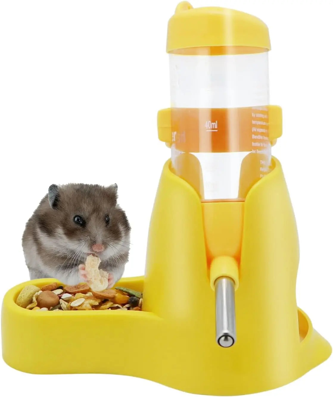 3-in-1 Hamster Trinkflasche mit Basis – 80ml Auto-Dispenser für Hamster, Mäuse, Ratten & Igel