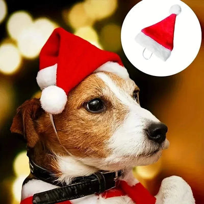 Roter Weihnachtsmütze für Haustiere Katze und Hund aus weichem Polyester