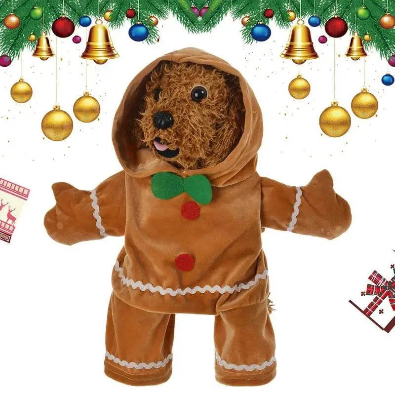 Christmas pet clothes gingerbread man costume soft warm hoodie for dogs and puppies