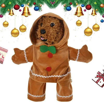 Christmas pet clothes gingerbread man costume soft warm hoodie for dogs and puppies