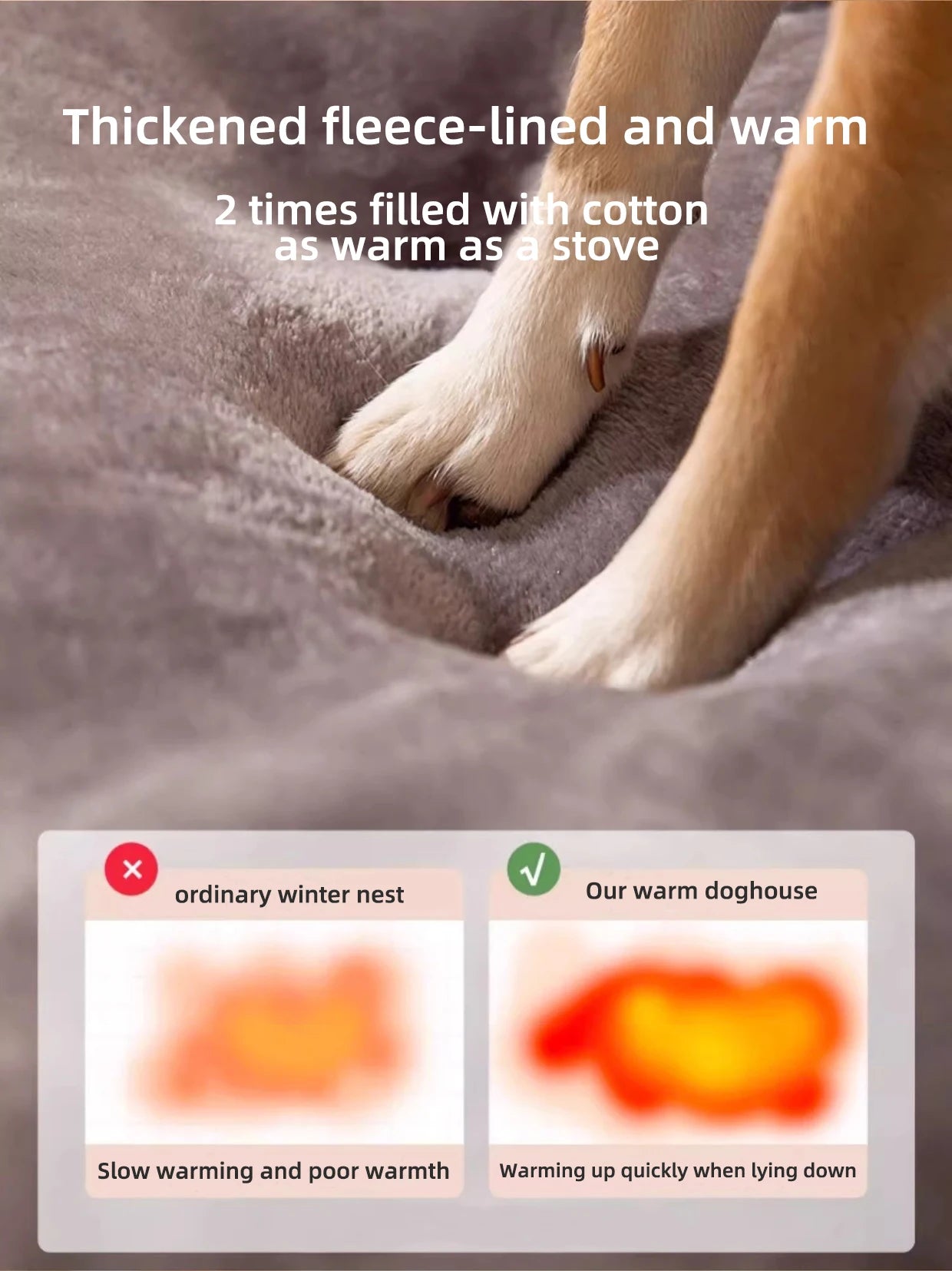 Winterwarme, große Hundehütte für große Hunde, geschlossenes Design, herausnehmbar, ganzjährig nutzbar