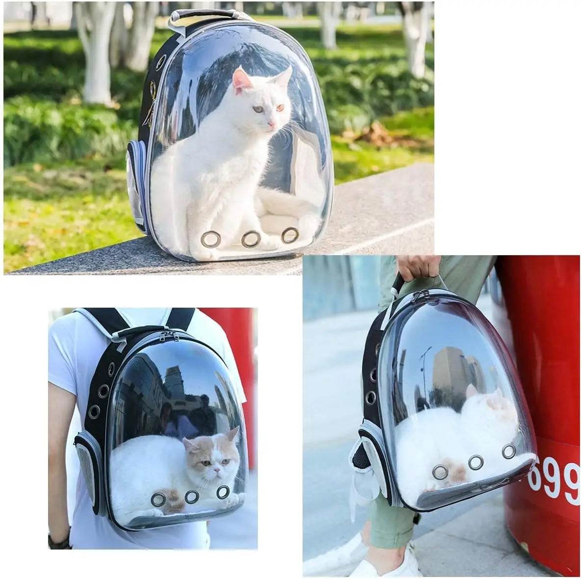 Katzen- und Haustier-Transportrucksack, transparenter Kapsel-Bubble-Rucksack für Kleintiere wie Welpen, Kätzchen und Vögel, atmungsaktiver Transportrucksack für Reisen - Pawlino