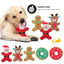 Xmas pet dog plush chew toys including Santa, elk, gingerbread man, and donut shapes with squeaky sound for interactive play