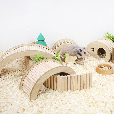 Hamster Kletterleiter & Holzbrücke – S/M/L Größen für Hamster, Meerschweinchen, Ratten & Kleintiere