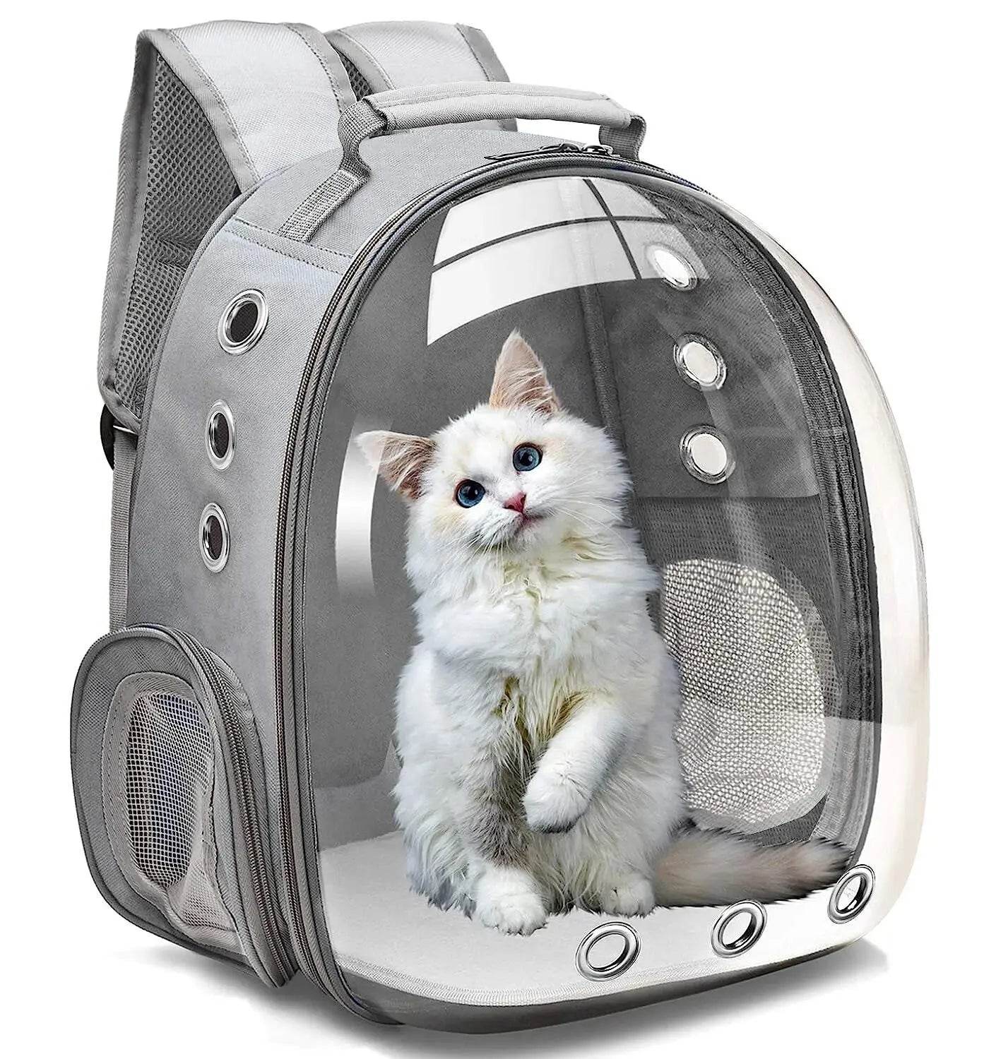 Katzen- und Haustier-Transportrucksack, transparenter Kapsel-Bubble-Rucksack für Kleintiere wie Welpen, Kätzchen und Vögel, atmungsaktiver Transportrucksack für Reisen - Pawlino
