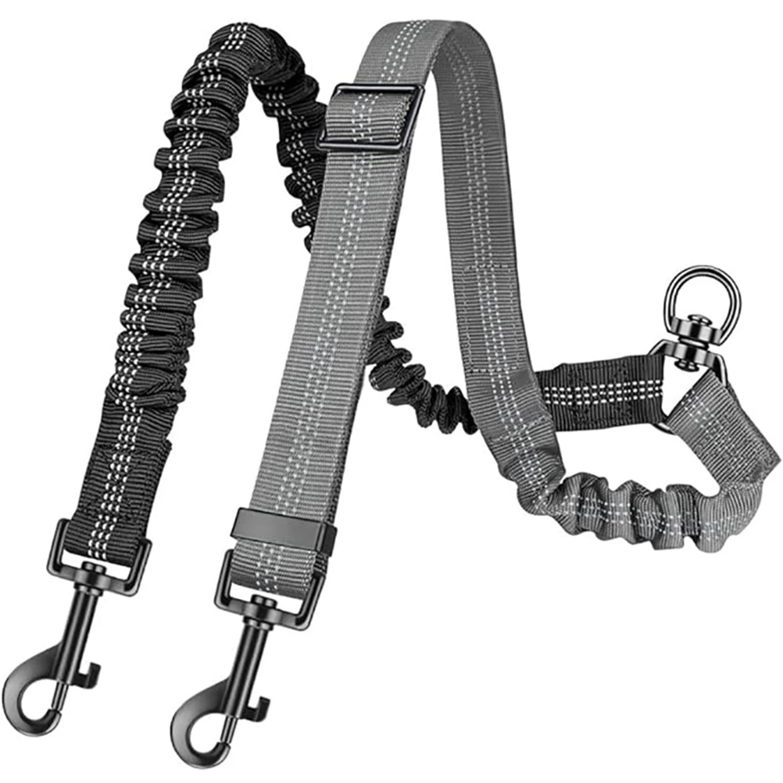 Doppelleinen‑Kuppler mit stoßdämpfendem Bungee – Für kleine bis große Hunde