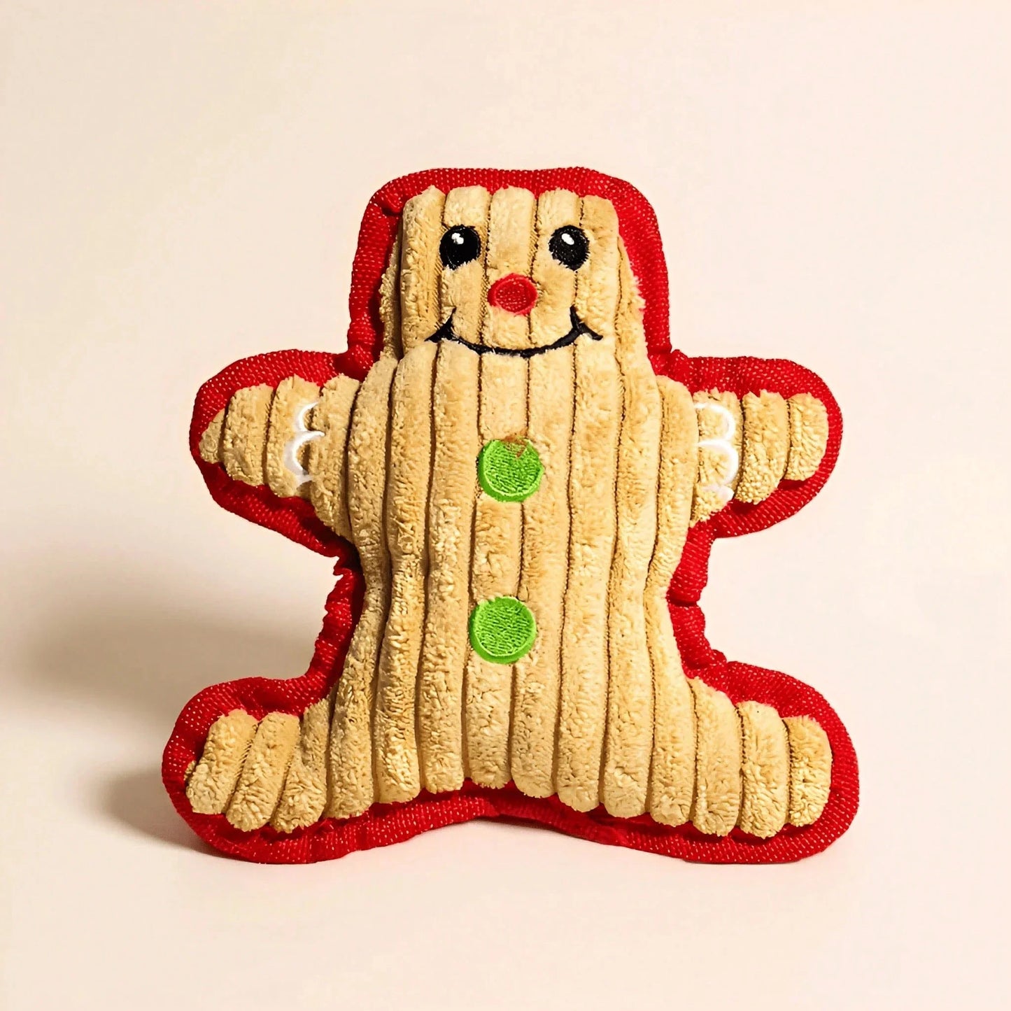 Weihnachtliches Kauspielzeug für Haustiere in Lebkuchenmann-Form aus weichem Plüsch mit Quietschfunktion zur Zahnreinigung und Beschäftigung von Hunden