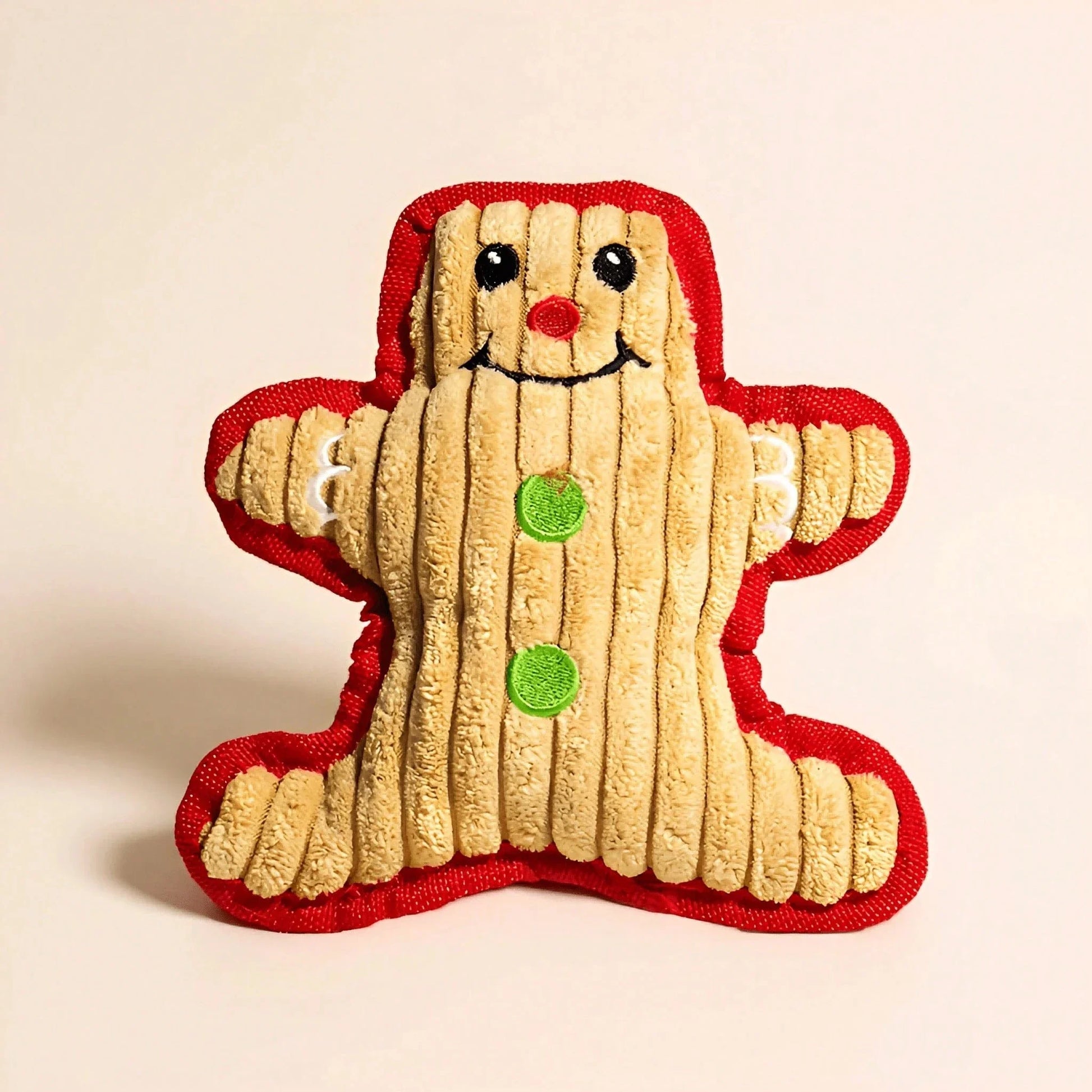 Weihnachtliches Kauspielzeug für Haustiere in Lebkuchenmann-Form aus weichem Plüsch mit Quietschfunktion zur Zahnreinigung und Beschäftigung von Hunden