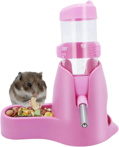 3-in-1 Hamster Trinkflasche mit Basis – 80ml Auto-Dispenser für Hamster, Mäuse, Ratten & Igel