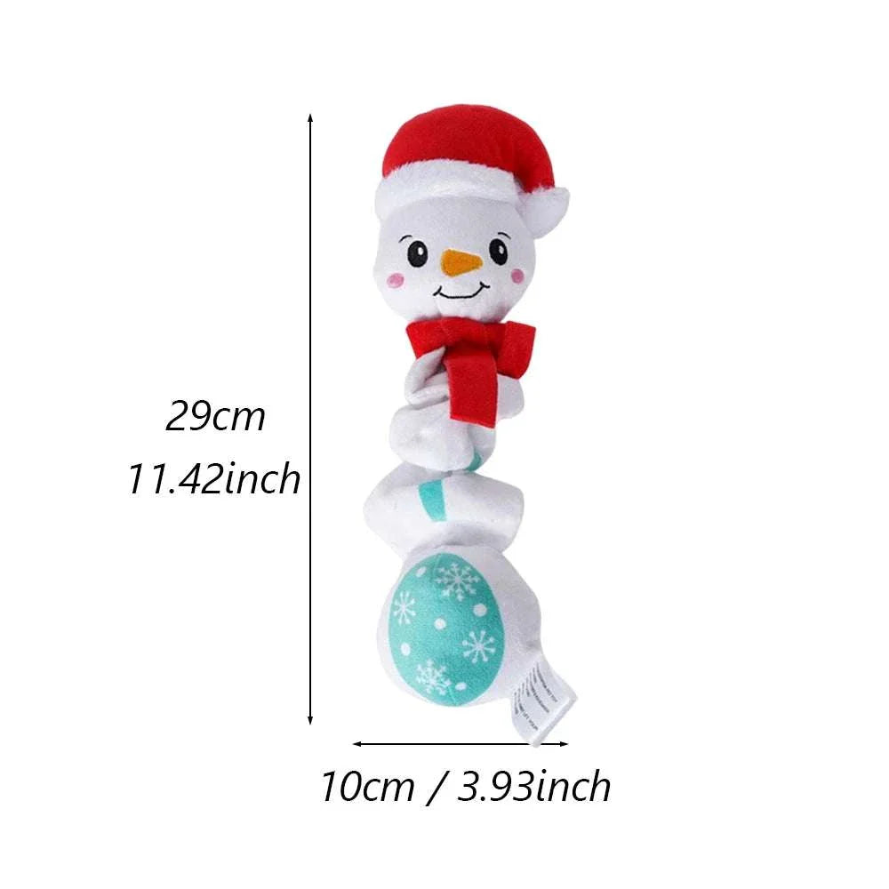 Weihnachtliches, quietschendes Hundespielzeug aus Plüsch, 29 cm lang, mit Schneemann-Design für kleine und mittelgroße Hunde