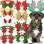 20-piece set Christmas small dog cat bow ties with festive glitter designs and elastic collar loops worn by a small black dog