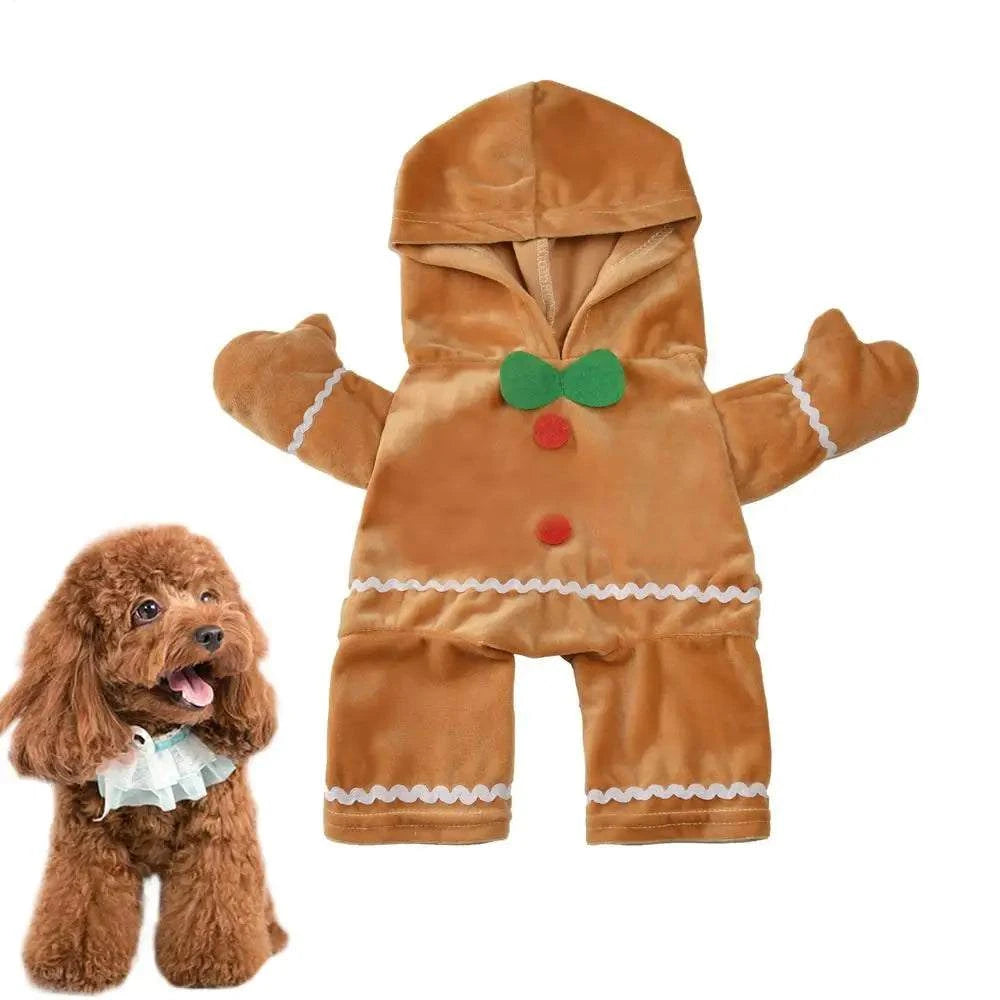 Weihnachtliches Hundekostüm Lebkuchenmann Hoodie für Haustiere warm und weich</br>