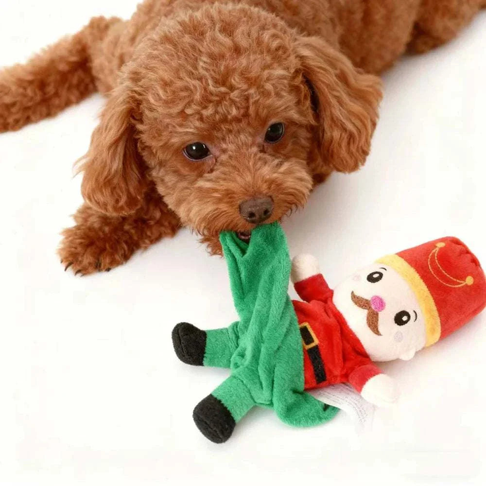 Weihnachtliches Plüschspielzeug für Hunde mit Quietscheffekt, geeignet für kleine und mittelgroße Hunde