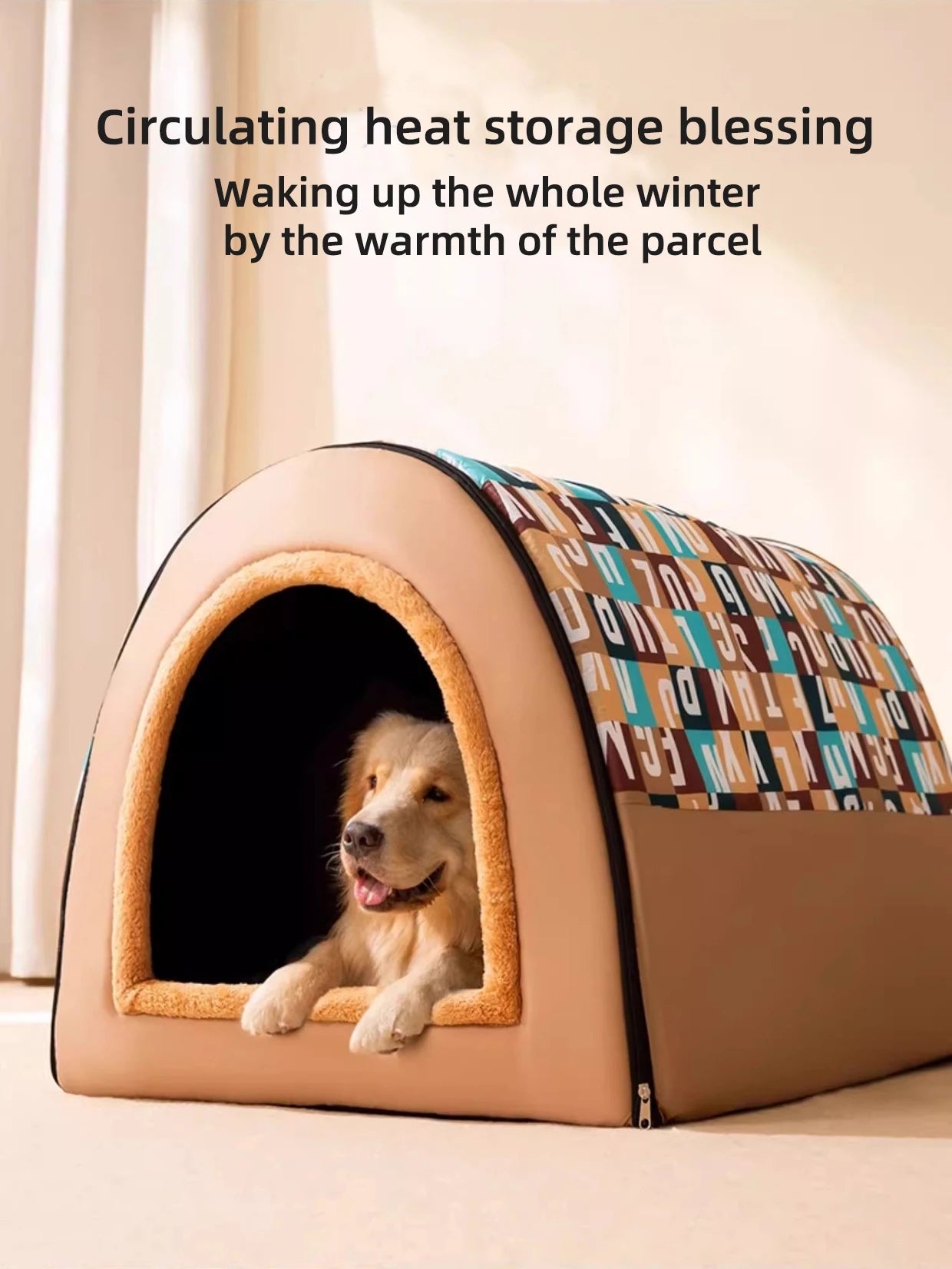 Winterwarme, große Hundehütte für große Hunde, geschlossenes Design, herausnehmbar, ganzjährig nutzbar