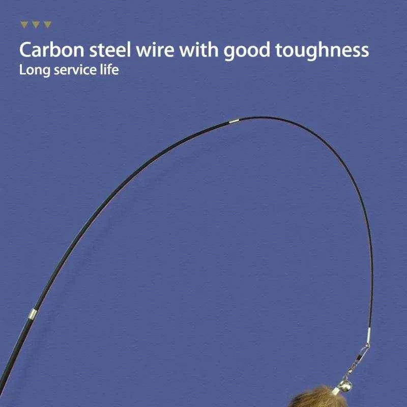 Katzen-Spielstab mit flexiblem Carbon-Stahlseil und Fuchs-Federkopf für langanhaltenden Spielspaß