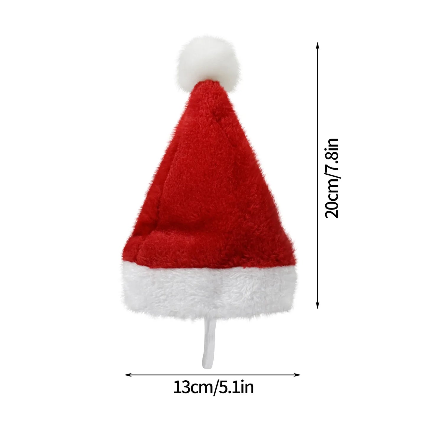 Weihnachtlicher Pet Hat in Rot mit weißem Rand und Bommel, Größe 13x20 cm, für Hunde und Katzen